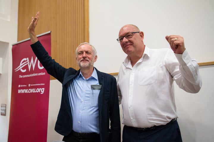 Jeremy Corbyn with Dave Ward, general secretary of the Communication Workers Union