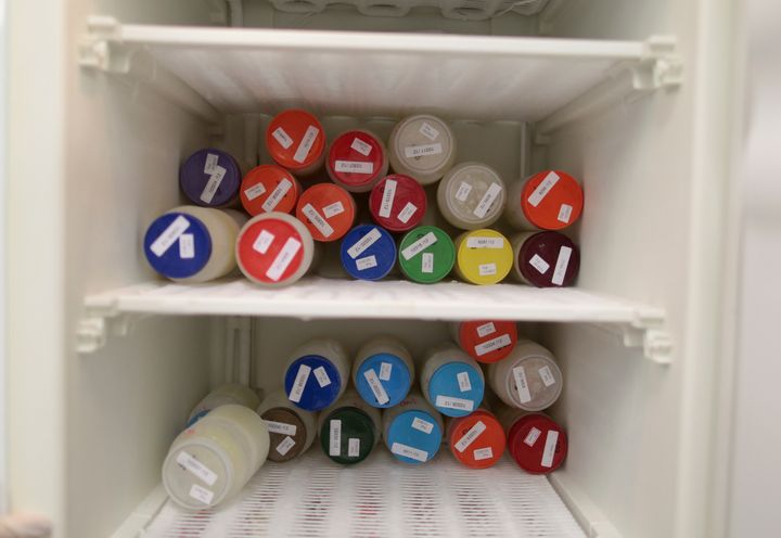 Bottles of breast milk are seen inside a freezer at the Human Milk Bank at the Fernandes Figueira Institute hospital in Rio de Janeiro August 15, 2012. Brazil has the largest network of Human Milk Banks in the world, recognized by the World Health Organization (WHO), with more than 200 headquarters established throughout the country, according to a report by Fernandes Figueira Institute hospital. Picture taken August 15, 2012. REUTERS/Pilar Olivares