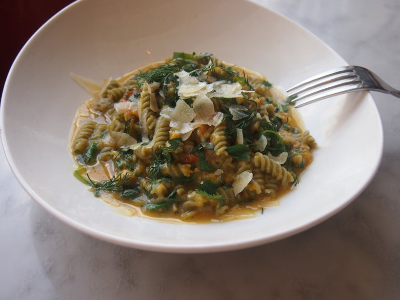 Fussili with Slow Cooked Yellow Zucchini, Roasted Garlic, Pecorino Cheese, Fresh Parsley, and Extra Virgin Olive Oil, Recipe