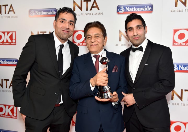 Umar and Baasit appear on 'Gogglebox' with their dad, Sid (centre)