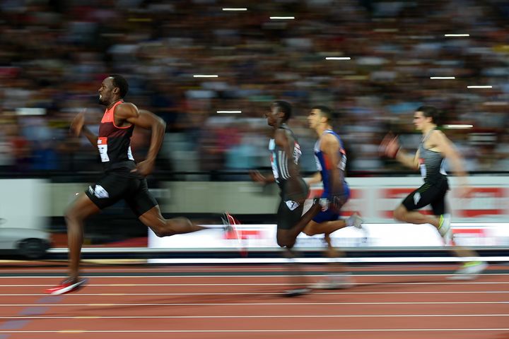 Jamaica's Usain Bolt is a blur in sprinting events like this one on July 22 in London.