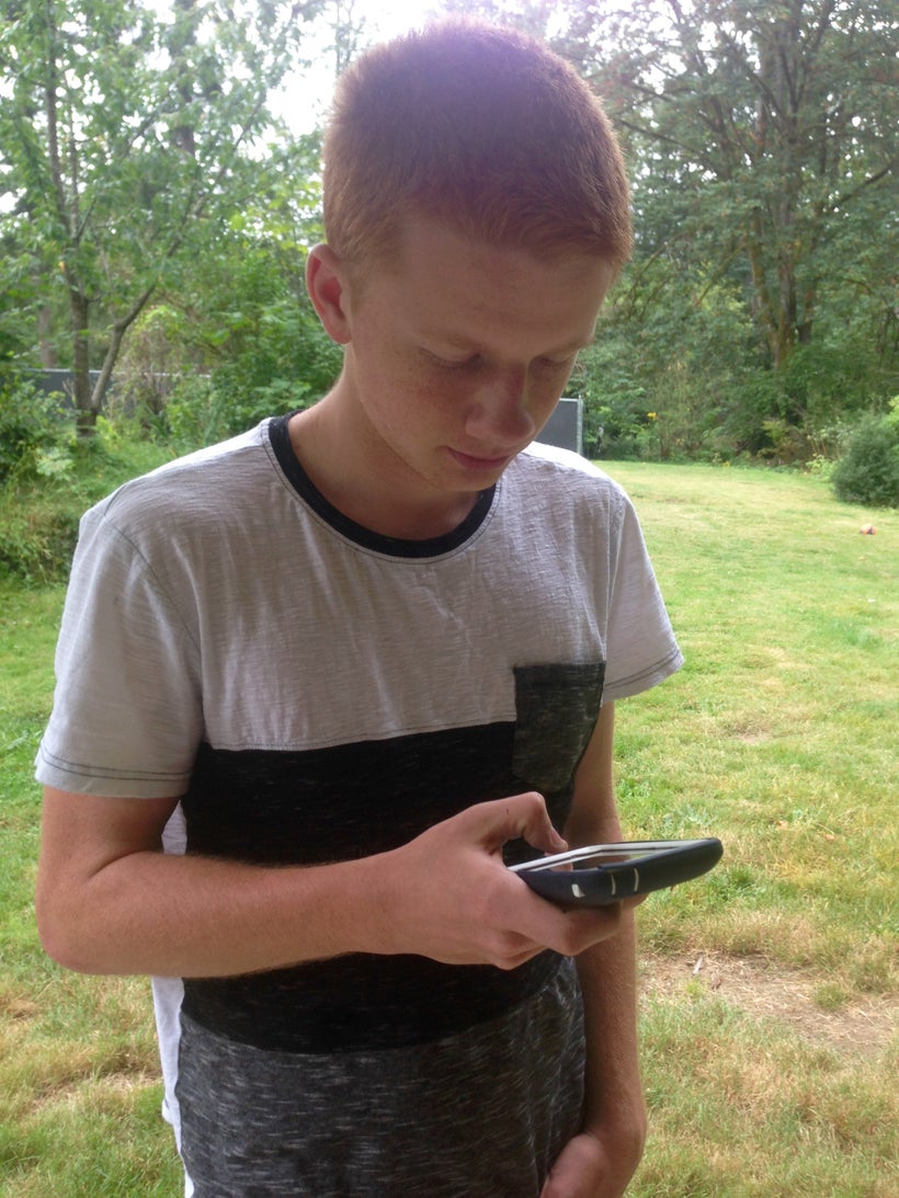 Kenneth Heckt checks for nearby Pokemon. 