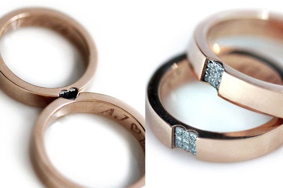 14k rose gold and diamond ring set, $1,600.