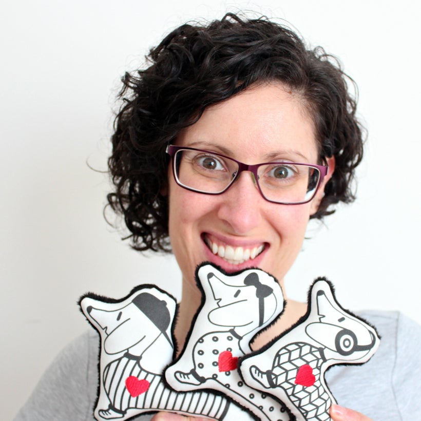 Linda with her 3 little wuppy® designs