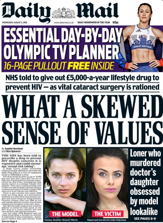 The Daily Mail front page that sparked outrage by calling a revolutionary pill that prevents HIV a 'lifestyle drug'
