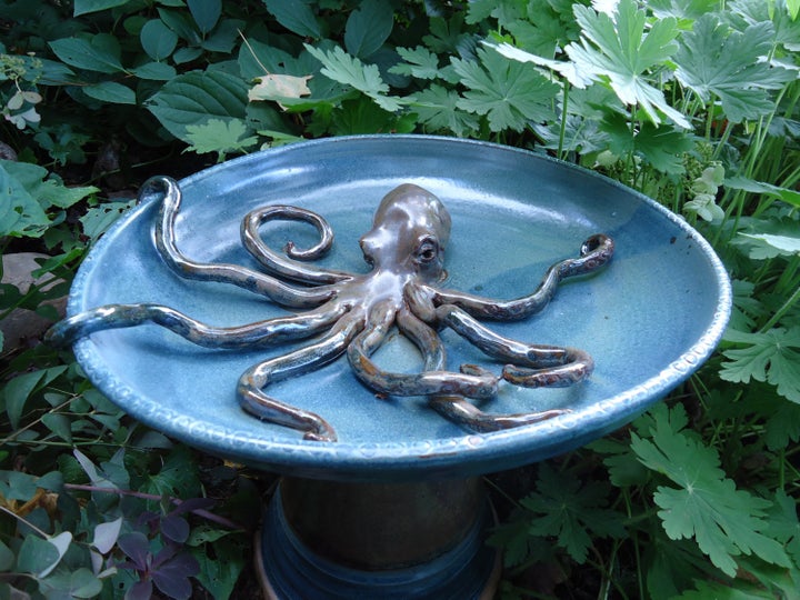 Add a twist to a classic birdbath.