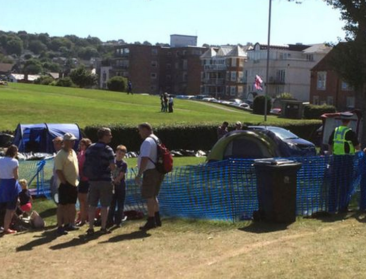 Paramedics are treating several children after a bouncy castle came loose in Dorset