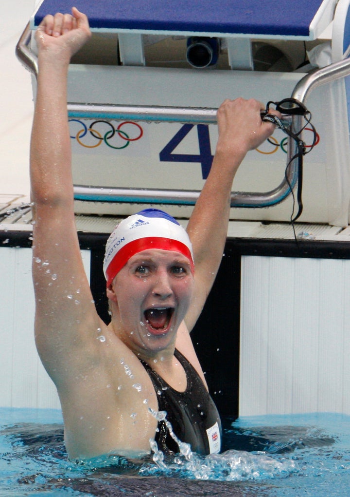 <strong>"Sheer relief" - Rebecca Adlington in 2008 after winning the 800m freestyle final</strong>