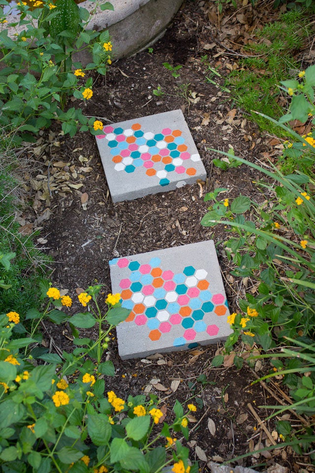 Bring a pop of color to any path with decorative stones.