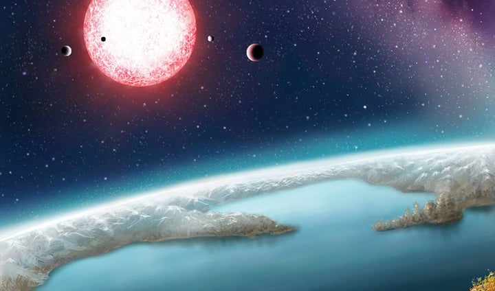 Artist's rendering of Kepler-186f, one of more than 200 exoplanets that researchers say lie within the habitable zone of their host stars and could potentially harbor life.