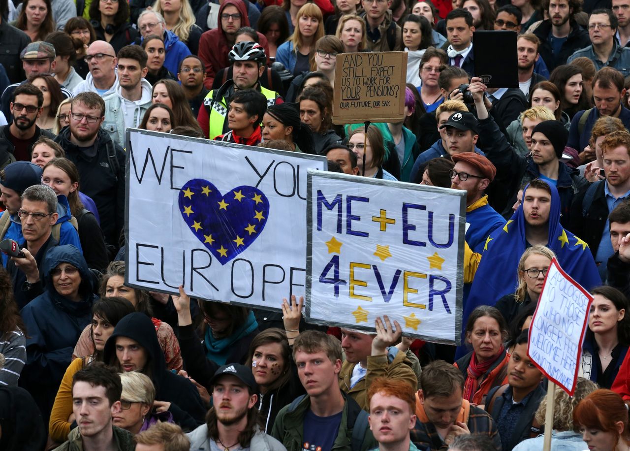 Remain protestors after the EU referendum result