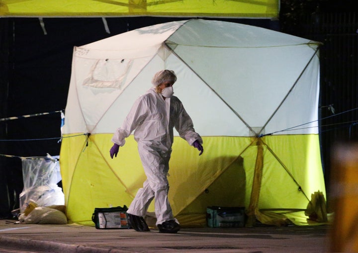 Police forensic officers in Russell Square, central London.