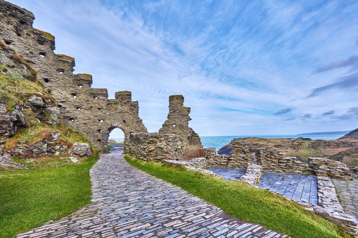 The ruins of Tintagel Castle, built in the 13th century on a site closely linked with the legend of King Arthur. 