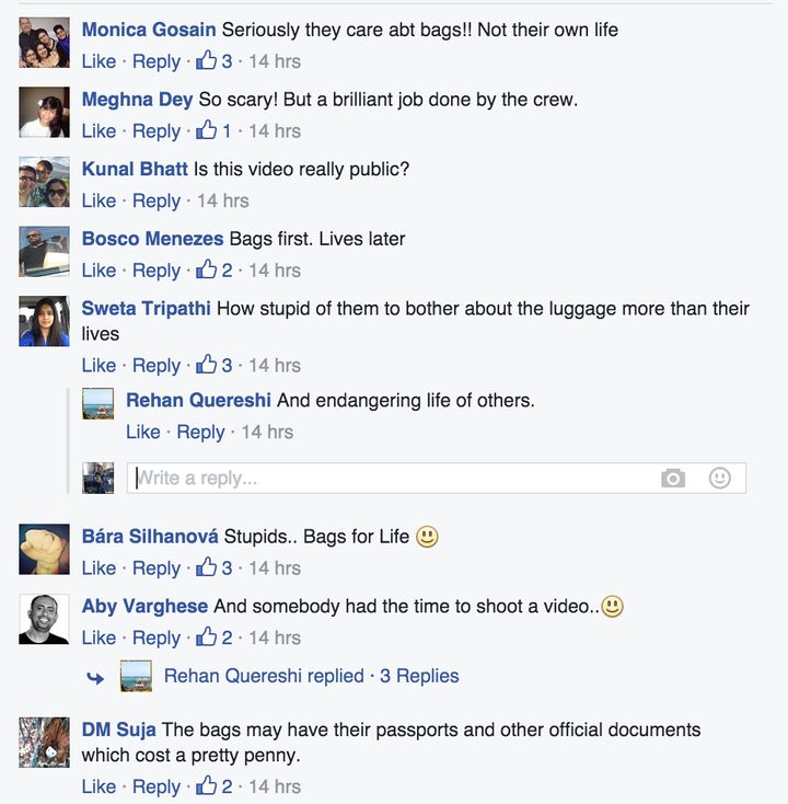 Facebook commenters on Quereshi's video expressed disbelief at how passengers reacted to the incident