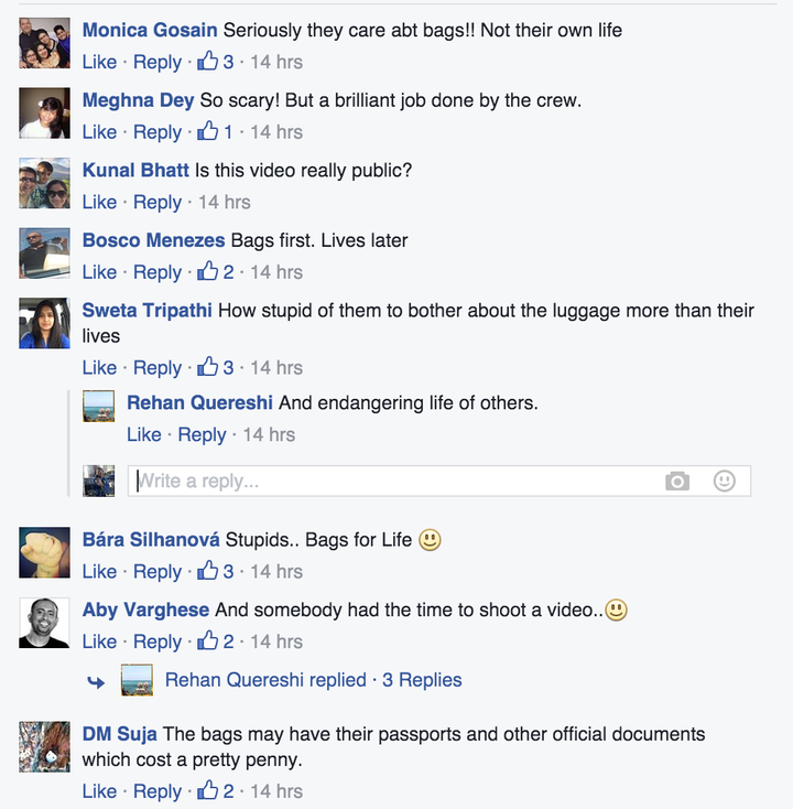 <strong>Facebook commenters on Quereshi's video expressed disbelief at how passengers reacted to the incident</strong>