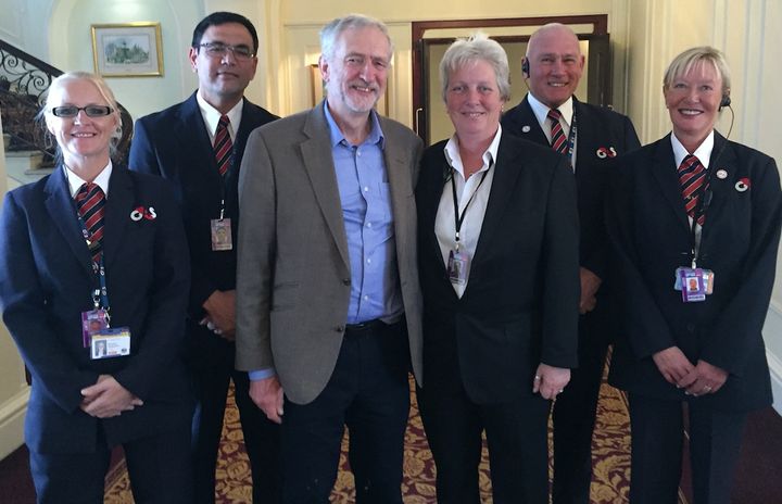 Jeremy Corbyn meets the G4S team at the 2015 Labour Conference