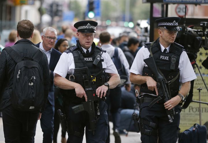 <strong>Armed police have been patrolling central London streets since the attack</strong>