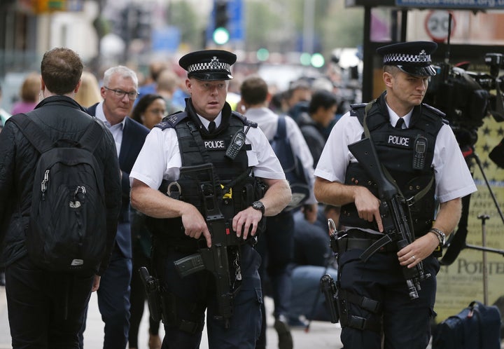 Armed police have been patrolling central London streets since the attack