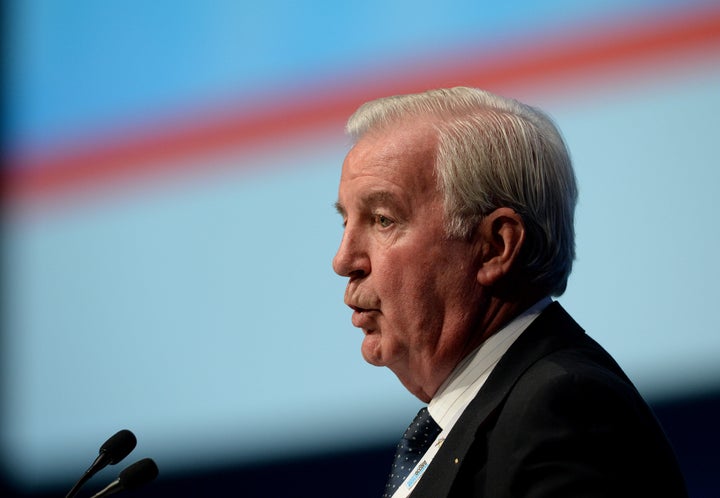 Craig Reedie, WADA President and Vice President of the IOC, addresses the ASOIF General Assembly during the third day of SportAccord Convention at the SwissTech Convention Centre on April 19, 2016 in Lausanne, Switzerland.