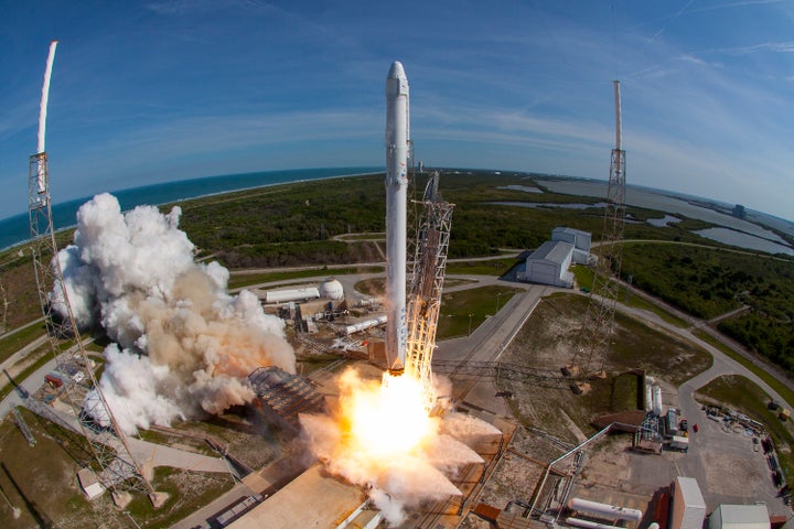 SpaceX's Falcon 9 rocket and Dragon spacecraft lift off from the Cape Canaveral Air Force Station back in April. 