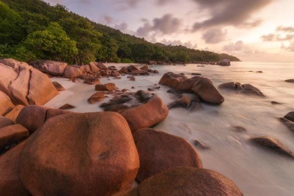 Smooth boulders are one of the iconic features of the world-renowned beaches of the Seychelles.