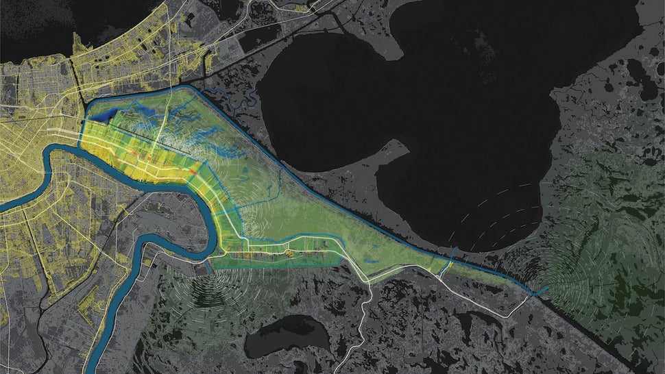 37.6374&deg; N, 122.3601&deg; W, LSU Coastal Sustainability Studio, "Bayou Bienvenue," 2010.