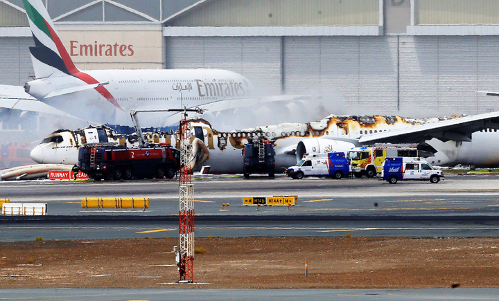 Aftermath of the fire on-board Emirates 521