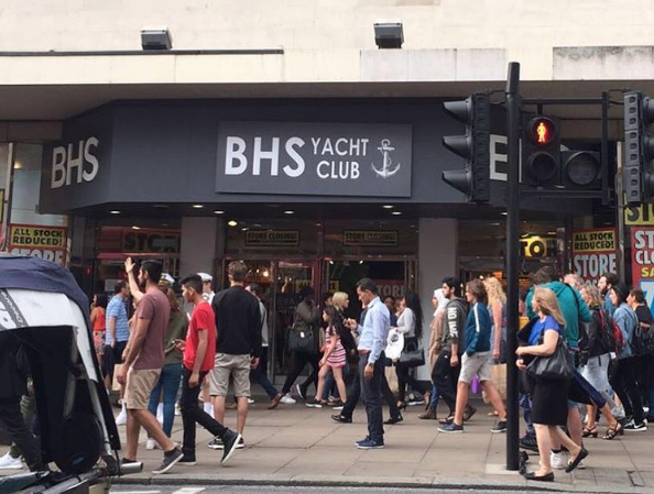 Scenes outside the soon-to-be closed BHS store targeted by pranksters