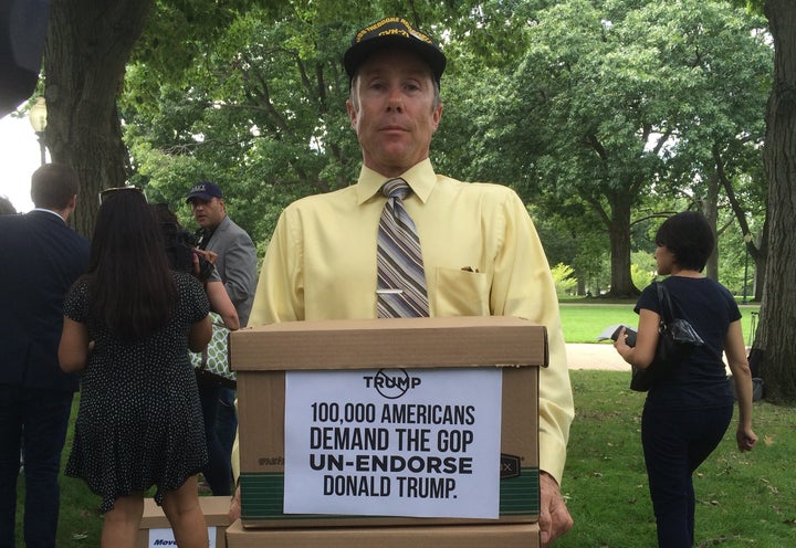 Jim Lyons, a Navy veteran from Rhode Island, helped deliver anti-Trump signatures to the office of Sen. John McCain (R-Ariz.).