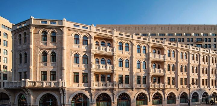The facade of the old Palace Hotel, now part of the Waldorf Astoria Jerusalem