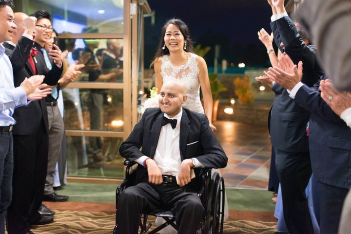 Shalin Shah and his wife, Frances, at their wedding in April 2015.