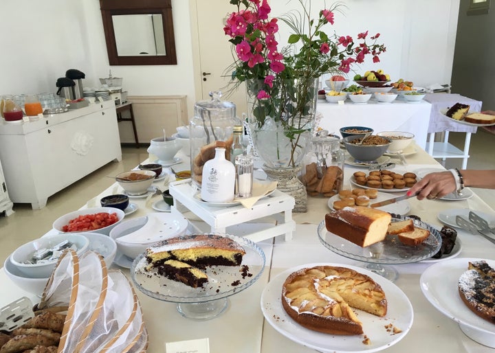 The breakfast spread in one of our hotels