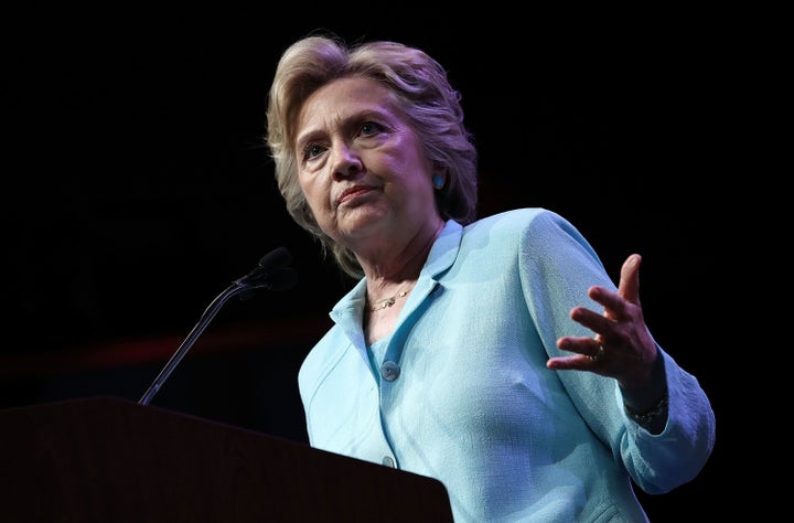 Democratic presidential nominee Hillary Clinton addresses the National Association of Black Journalists and the National Association of Hispanic Journalists August 5, 2016, in Washington, D.C. 