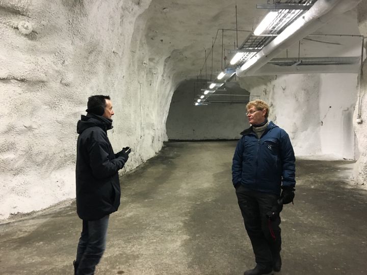 Speaking with Dr. Cary Fowler in the seed vault.