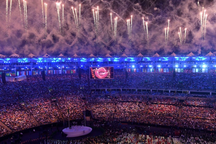 Fireworks explode aver the Maracana stadium