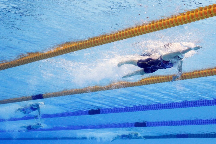 Katie Ledecky of the United States competes in the Women's 400m Freestyle heat on Day 2 of the Rio 2016 Olympic Games.