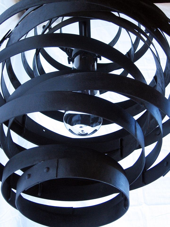 Recycled Wine Barrel Steel Hoops Pendant Light