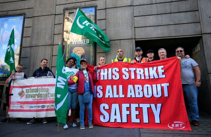 A picket line opposite Victoria Station in London 