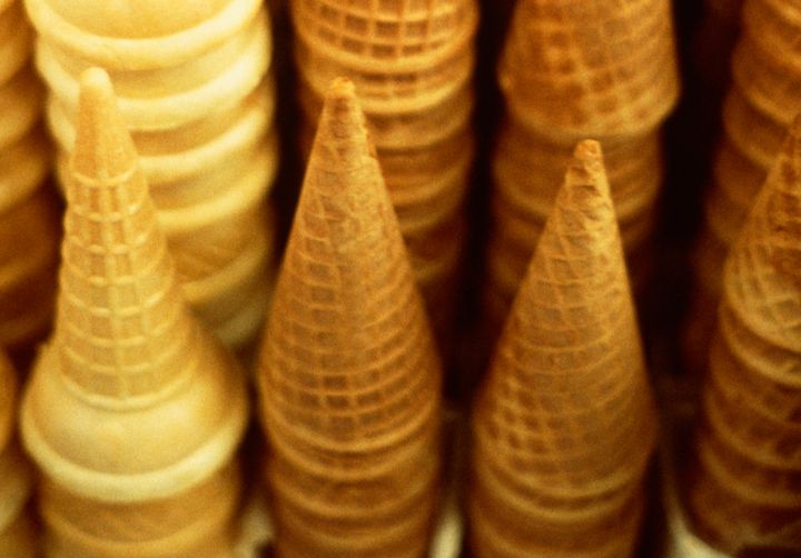 A stack of ice cream cones.