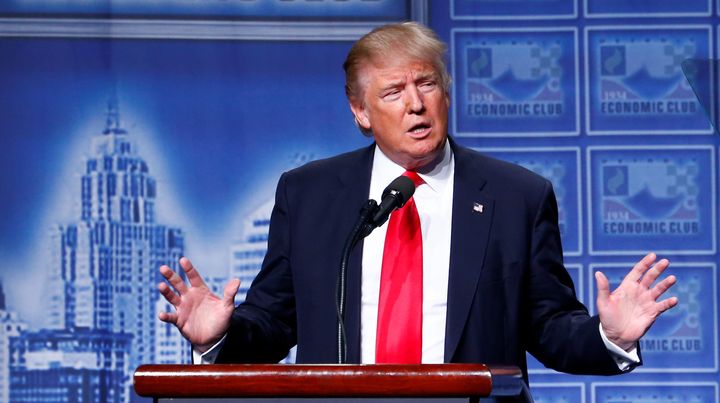 GOP presidential nominee Donald Trump had a few interruptions during Monday's speech at the Detroit Economic Club.