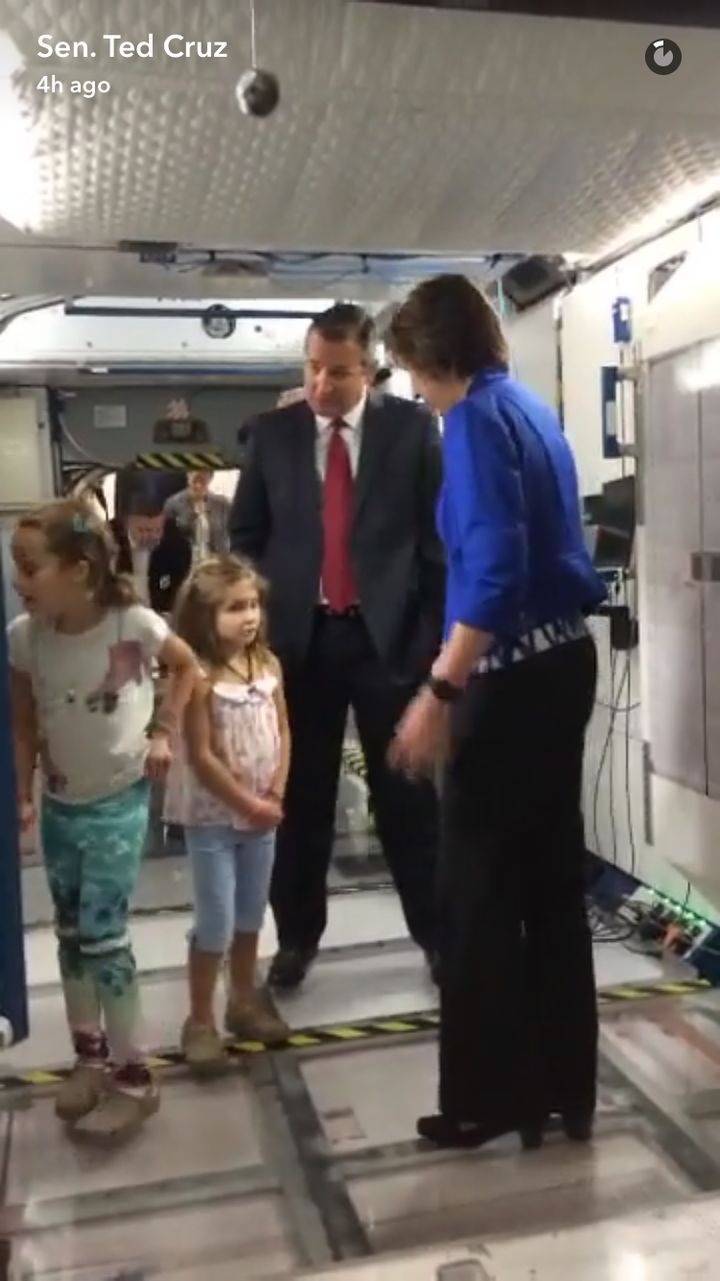 Cruz took a tour of the Johnson Space Center for the first Snapchat story on his new account.