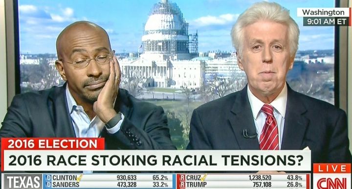 Right to left: Jeffrey Lord, guy who's not a moron