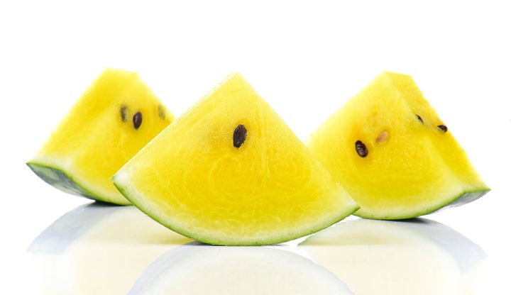 Yellow Crimson watermelon slices.