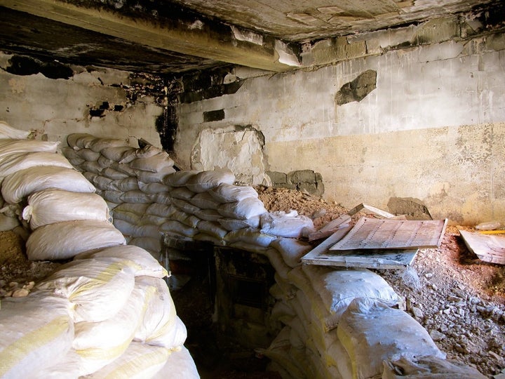 A sandbagged entrance to a tunnel built by ISIS under a home in Sinjar, when the group captured the city on August 3, 2014.