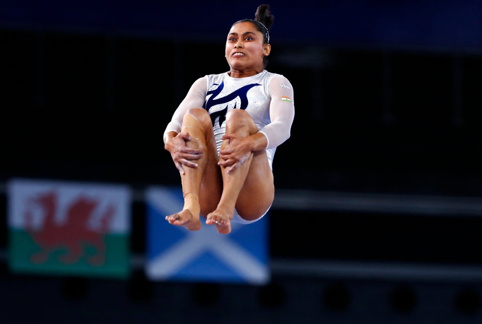 Dipa Karmakar performs during the women’s gymnastics vault apparatus final at the 2014 Commonwealth Games in Glasgow, S
