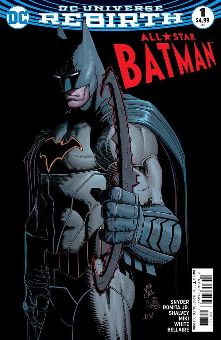 The cover for All Star Batman #1 on sale August 10, 2016.