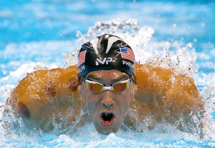 Michael Phelps swimming in the men's 200m butterfly semifinal in Rio de Janeiro, Brazil in 2016.