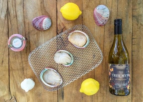 The best of the California Central Coast - Grilled Abalone Streaks and True Myth Chardonnay 