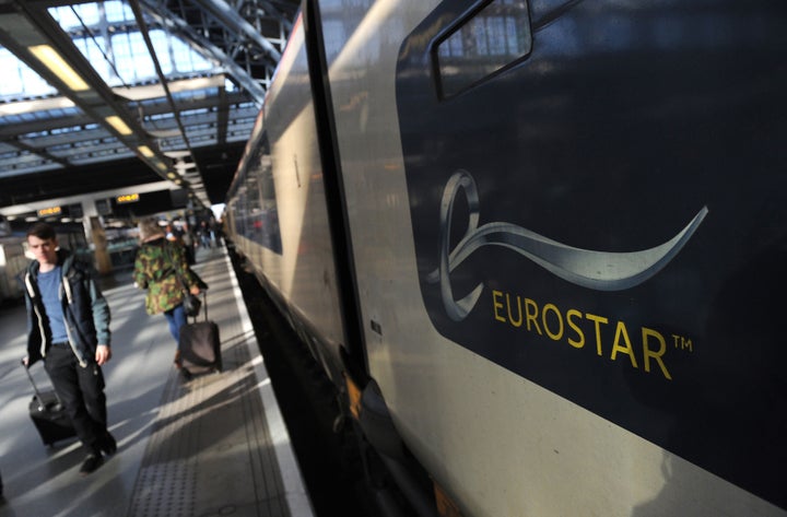 <strong>Eurostar train at St Pancras Station, London.</strong>