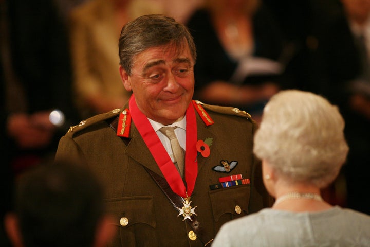 The Duke of Westminster being made a Companion of the Order of the Bath by Queen Elizabeth.